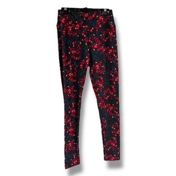 LuLaRoe Womens Leggings OS Black Blue Red Hearts Print Valentines - Picture 1 of 4